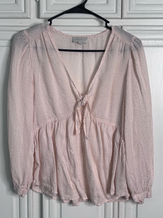 Lucky Brand Tops - Lucky Brand Pale Pink Tie-Front Peplum Blouse XS